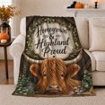 thumbnail image 1 of Homegrown Highland Cow Eucalyptus Wreath Rustic Proud, Cozy Friendship Quote Scene, Warm Flannel Blanket for Ranch House and Living Room, Art Lovers Friendship Gift, Artistic Home Decor, 1 of 7