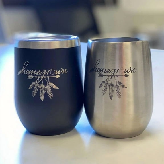 Homegrown Ohio Arrow Engraved 12 Oz. Stainless Steel Wine Tumbler With Lid