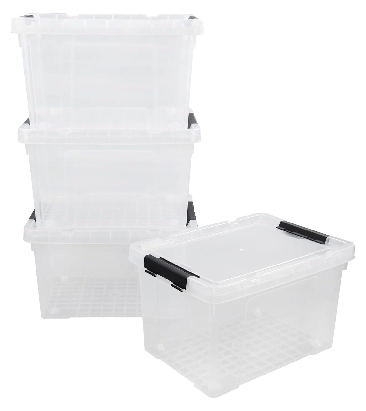 Homehour 22 Quart Clear Container Bin with Wheels, 6 Packs Plastic