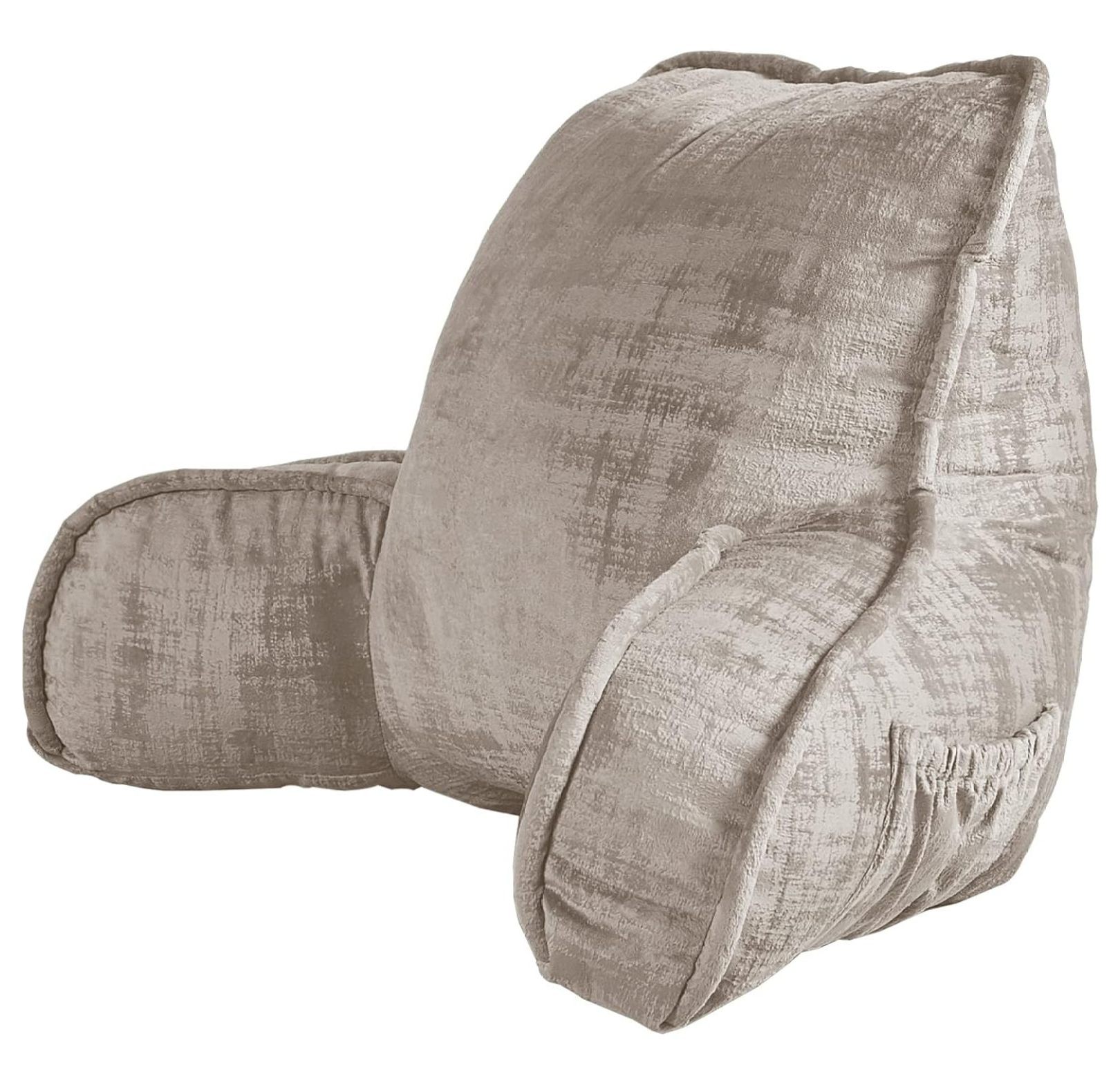 Homehour Art Velvet Assembly Needed DIY Backrest Reading Bed Rest Pillow with Arms and Pockets