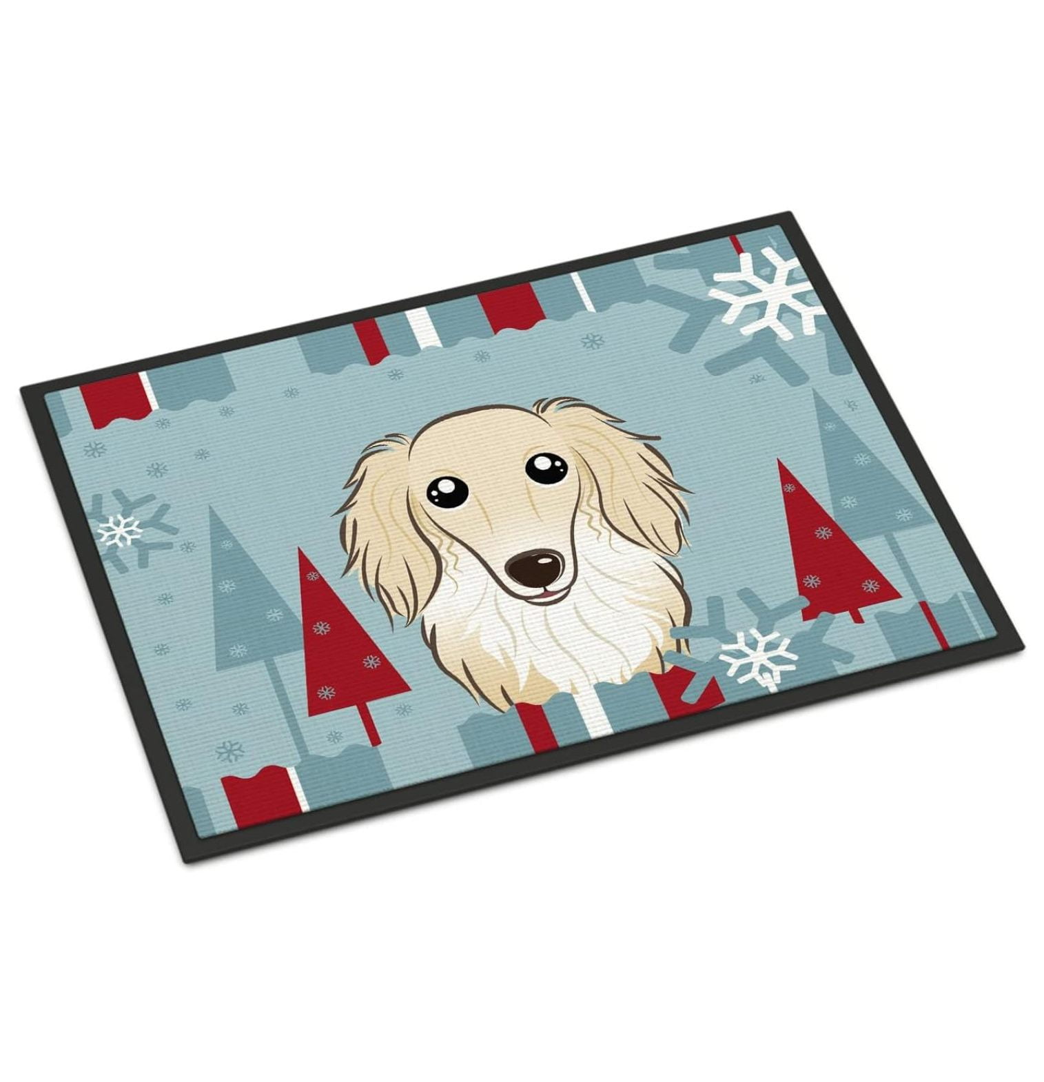 Homehour BB1708JMAT Winter Holiday Longhair Creme Dachshund Doormat