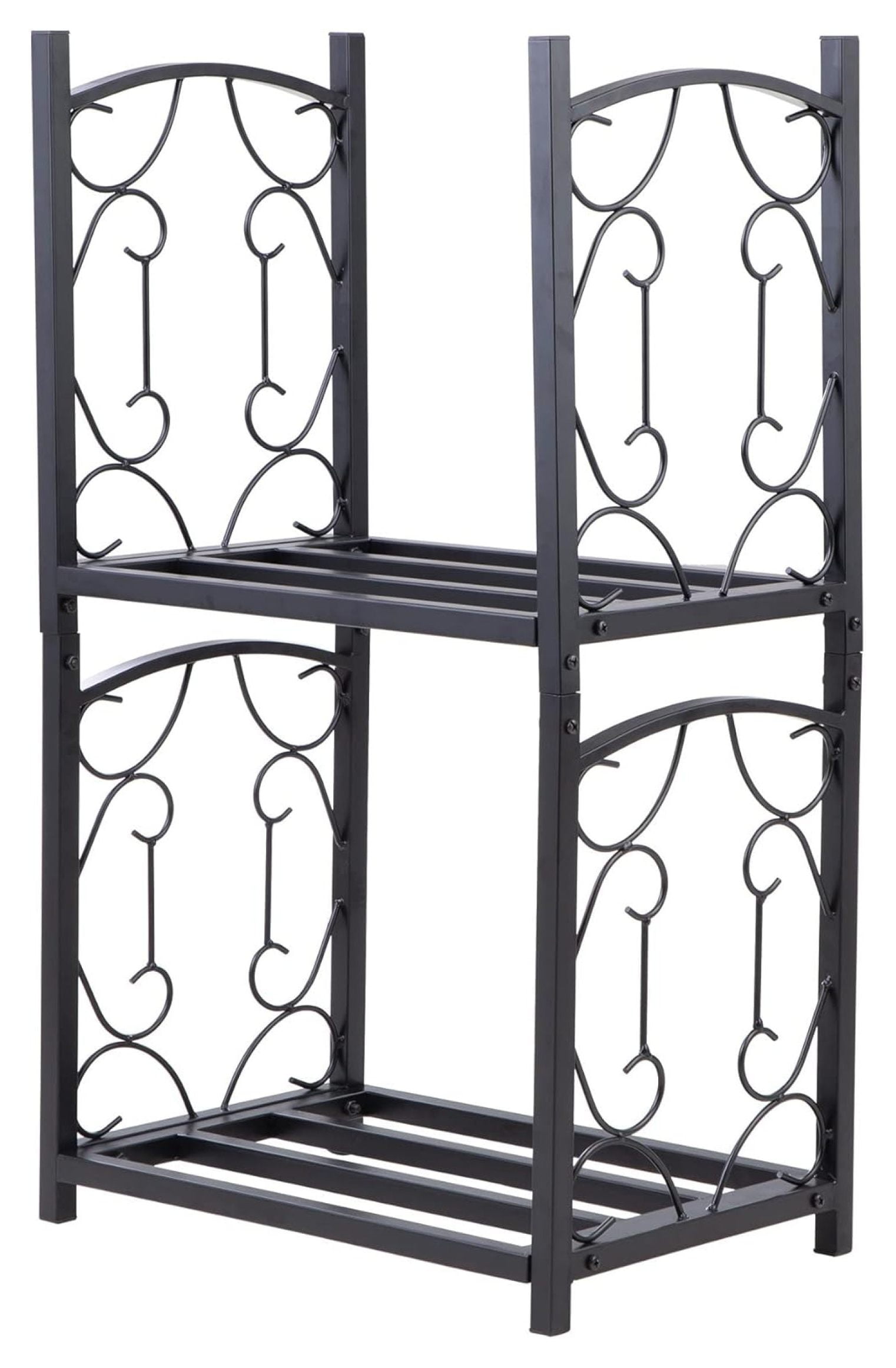 Homehour Doublelayer Firewood Rack Outdoor Indoor, Iron Fire Wood