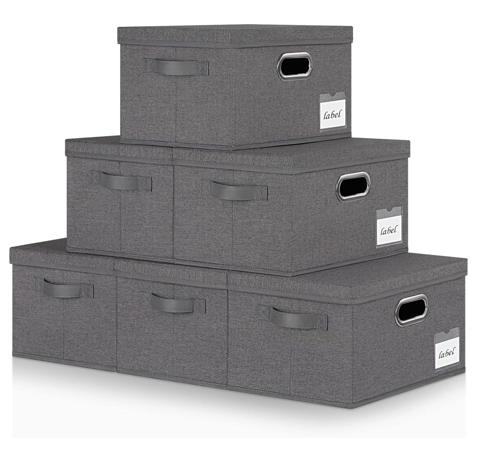 Homehour Extra Large Storage Bins with Lids（6Pack）, Foldable Linen