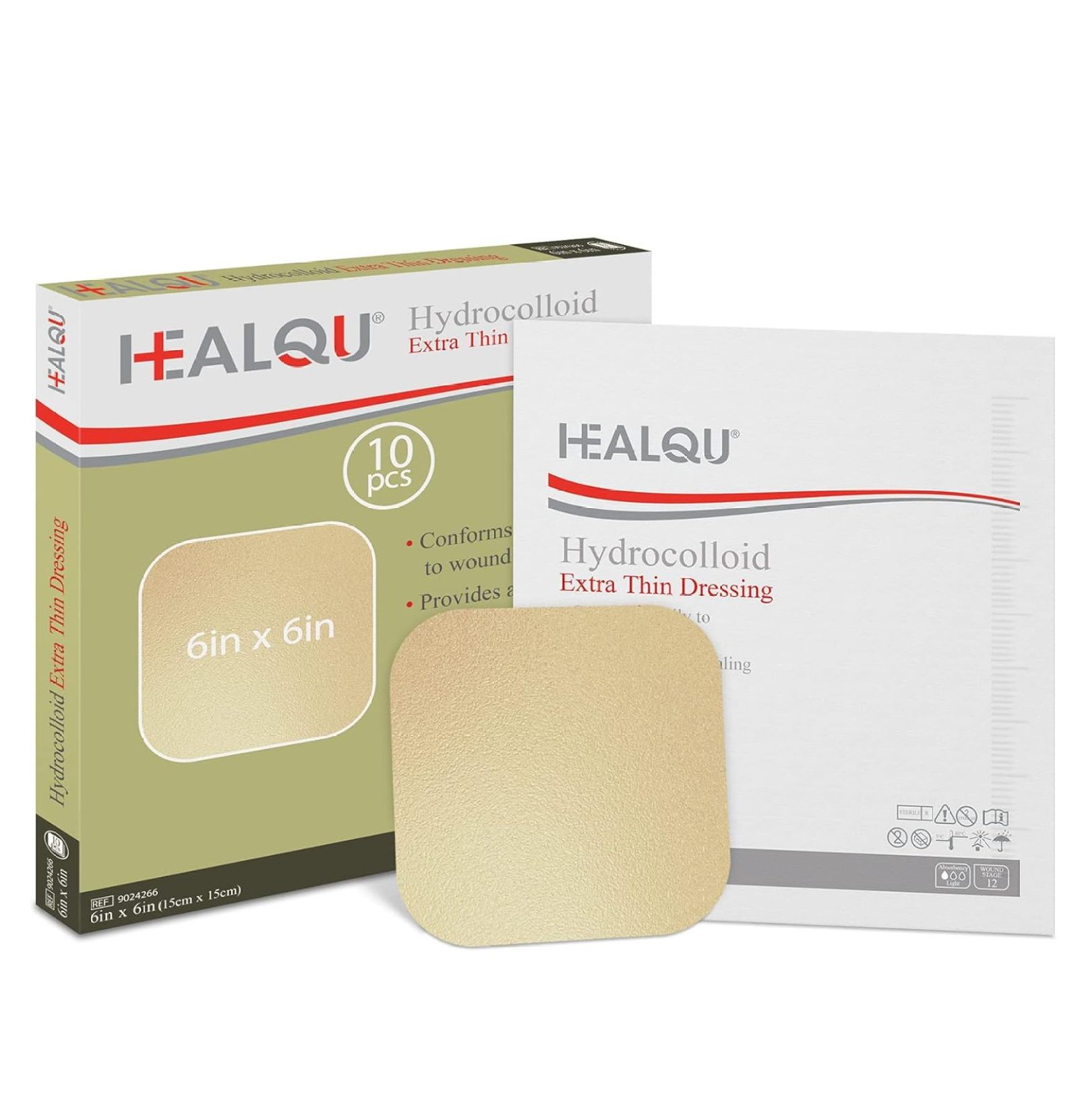 Homehour Hydrocolloid Wound Dressing 6x6" Thin Box of 10 Large Bandages Sterilized