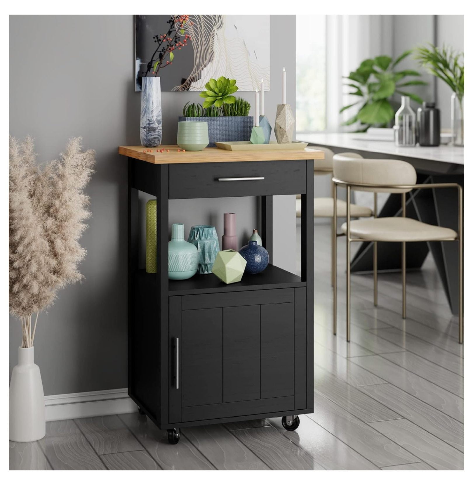 Homehour Kitchen Island on Wheels with Storage, Kitchen Cart with