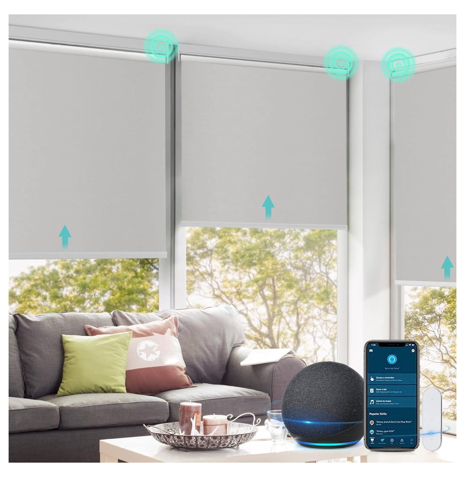 Homehour Motorized Shade Blinds Work with Alexa for Window, 100