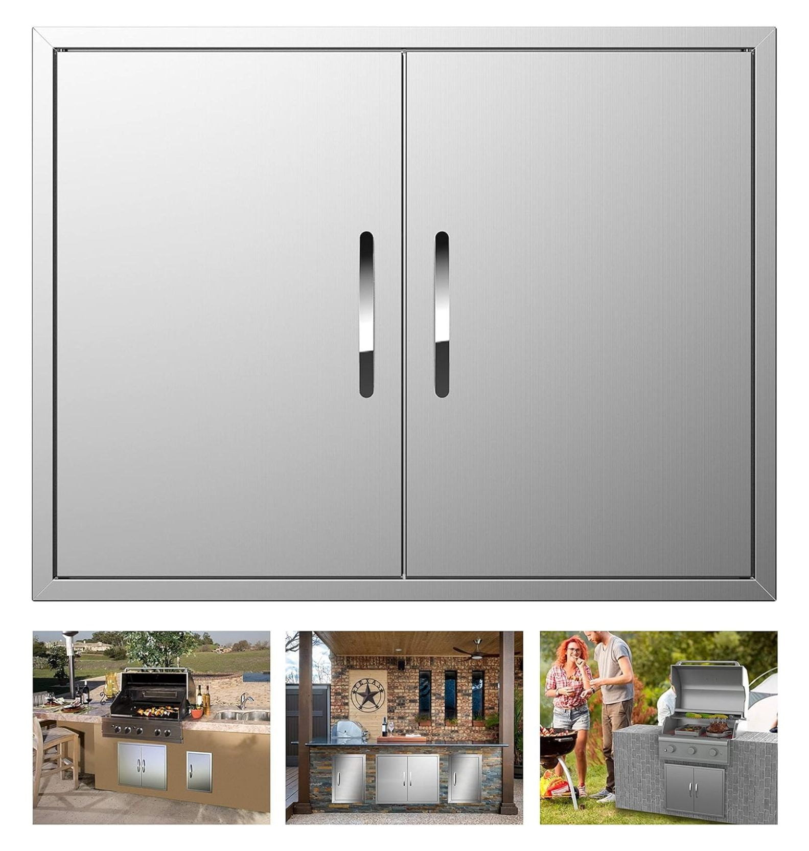 Homehour Outdoor Kitchen Doors 31W x 24H Inch Double BBQ Access Doors