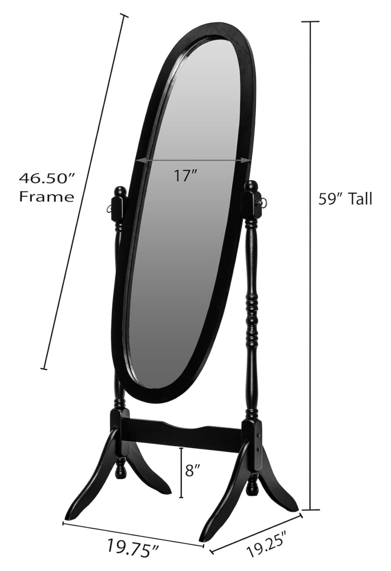 Homehour Swivel Full Length Wood Cheval Floor Mirror in Oak, Cherry