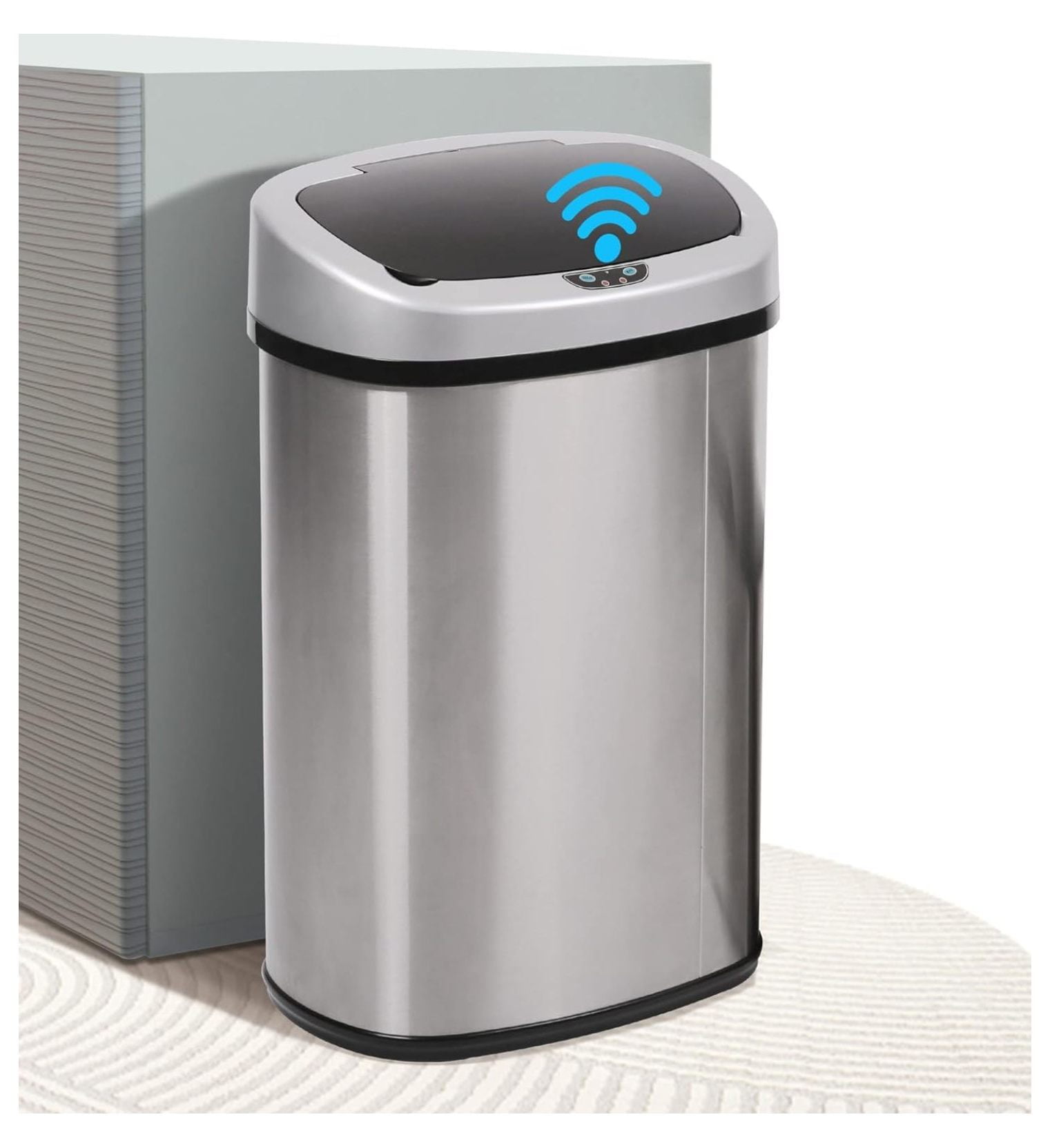 Homehours 13 Gallon Sensor Trash Can, Brushed Stainless Steel, 13