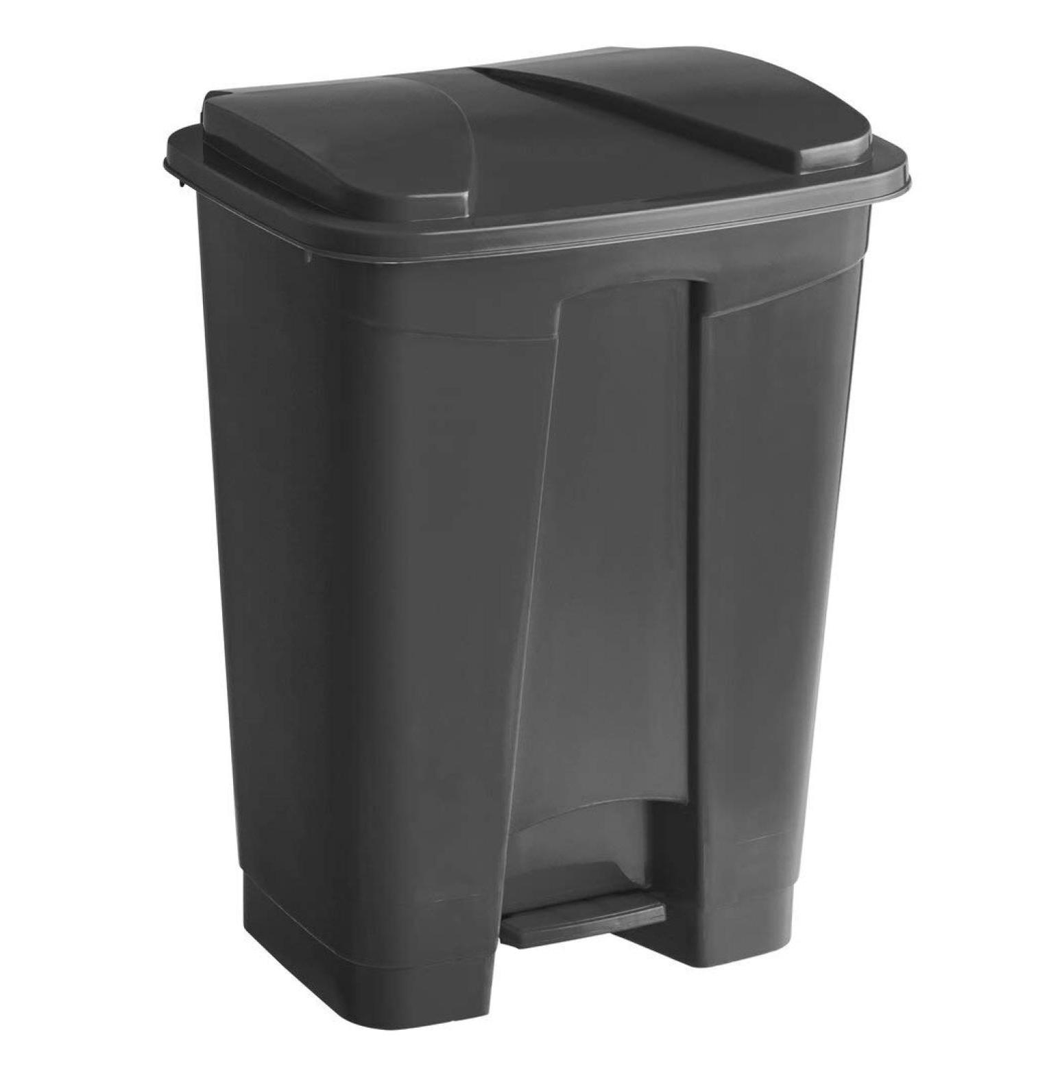 Homehours 16 Qt. / 4 Gallon Black Rectangular StepOn Trash Can. Trash
