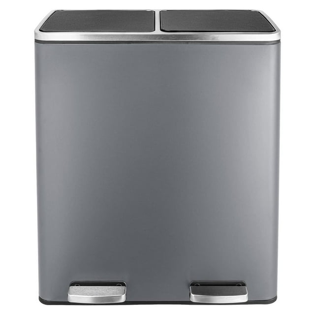 Homehours 60L(16 Gal ) Dual Trash Can, Stainless Steel Kitchen Garbage ...