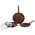 Homehours Aluminium Induction Base NonStick Cookware Set, Brown