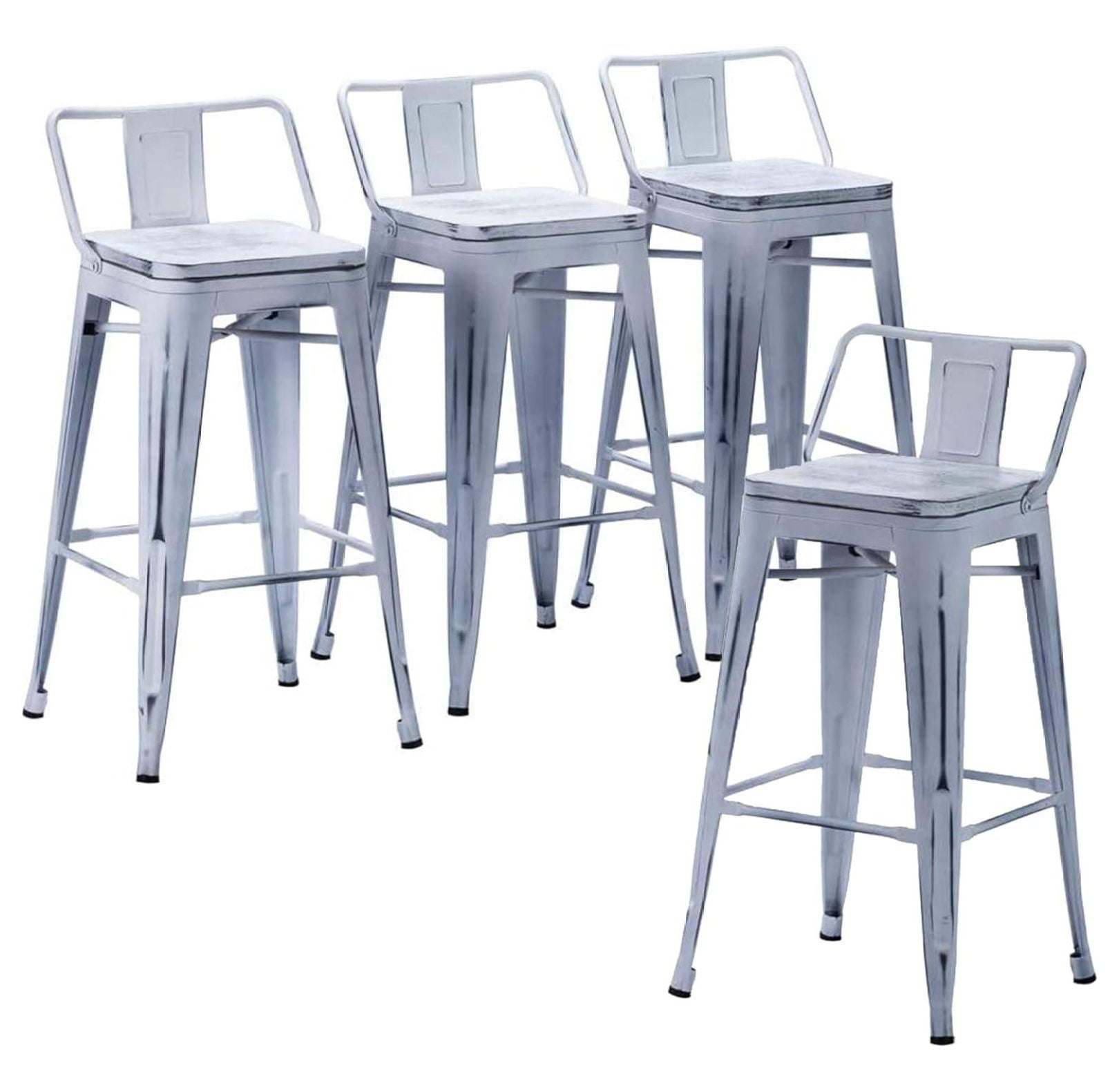Homehours Bar Stools Set of 4 Counter Height Stools Industrial Metal