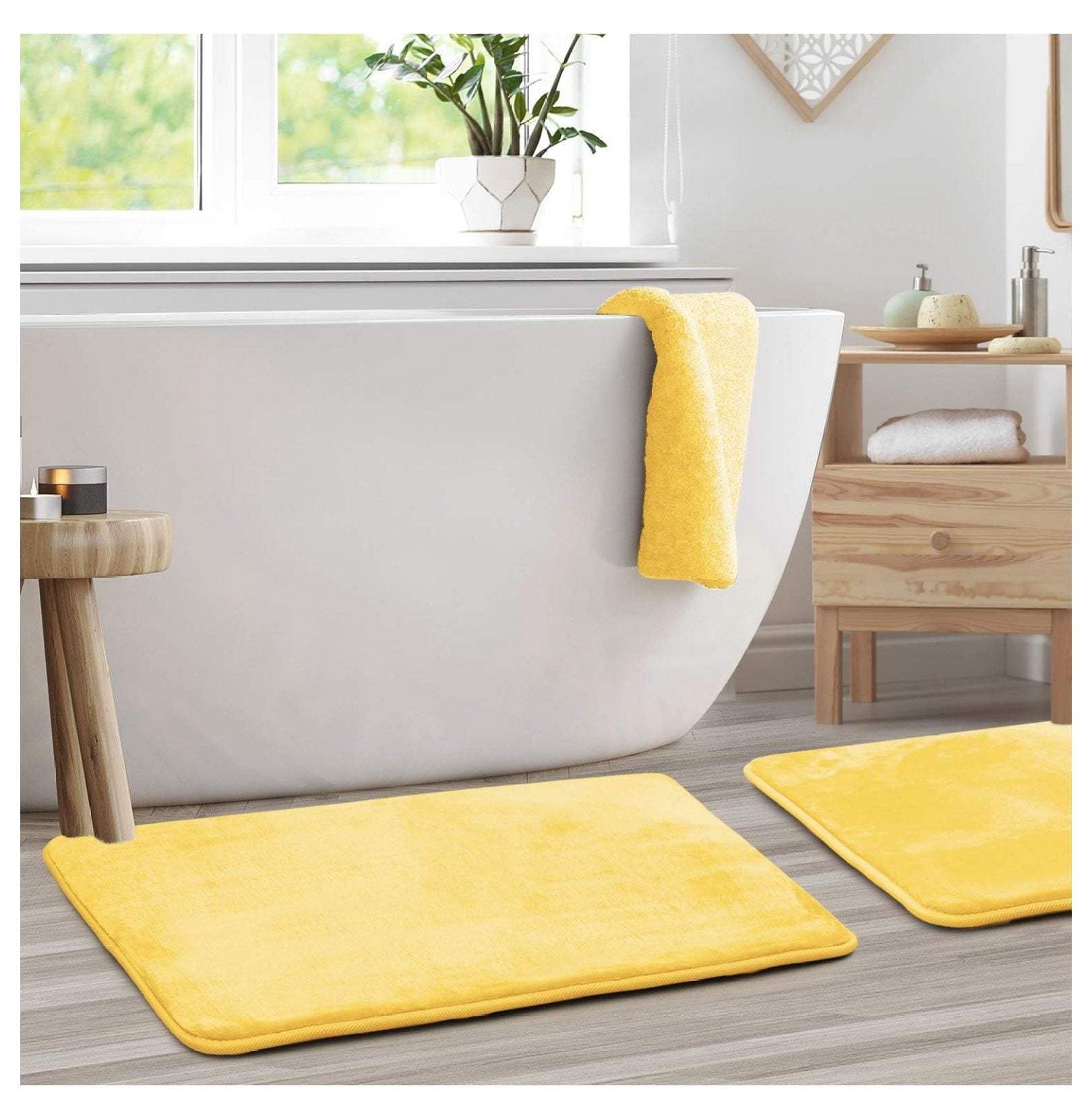 Homehours Bath Mat Set – Memory Foam Bath Mat - Soft Bathroom Rug - Non ...