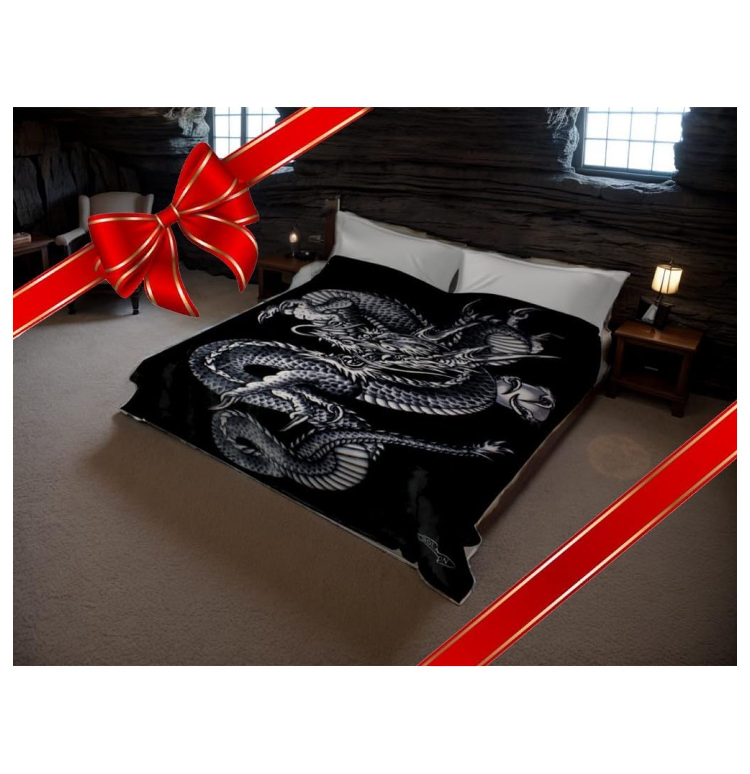 Homehours Korean Super Thick Heavy Weight Mink Blanket (Queen, Dragon