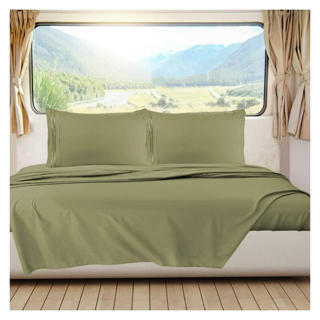Homehours Olive Green RV Queen Sheets Super Soft RV Short Queen