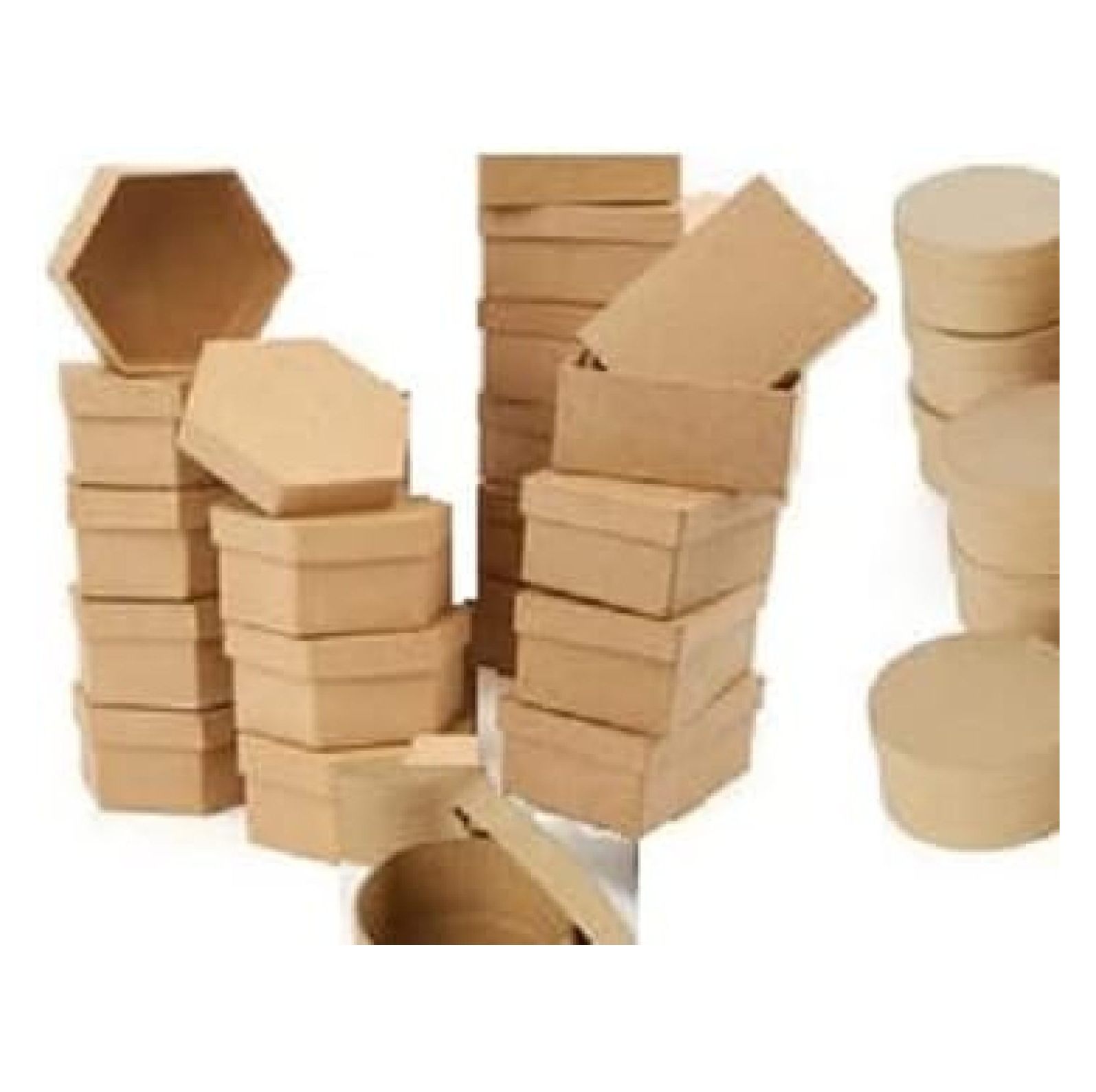 Homehours Paper Mache Boxes(24 Pieces) These Rectangle, Round