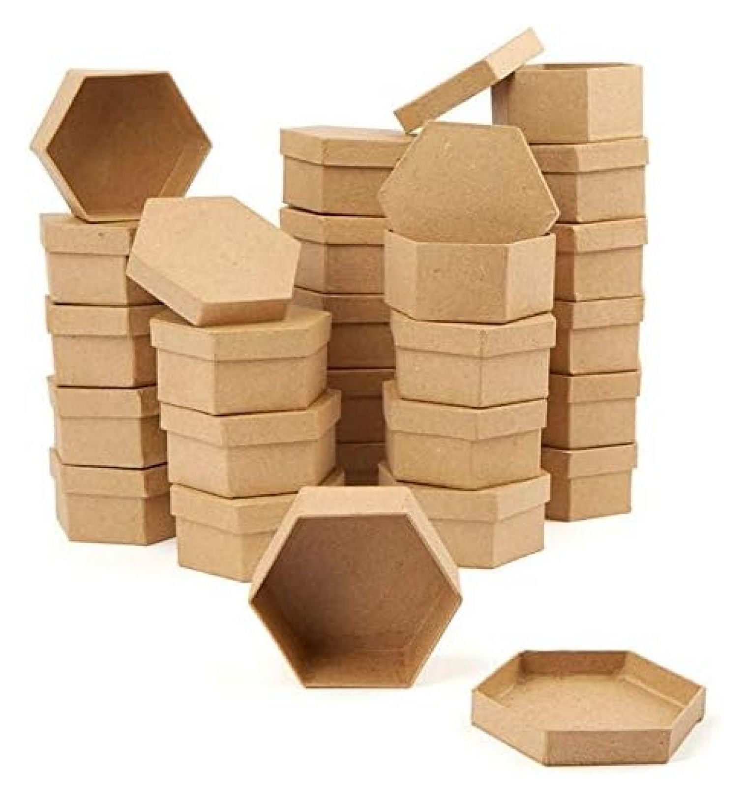 Homehours Paper Mache Hexagon Shaped Boxes(24 Pieces) These Small