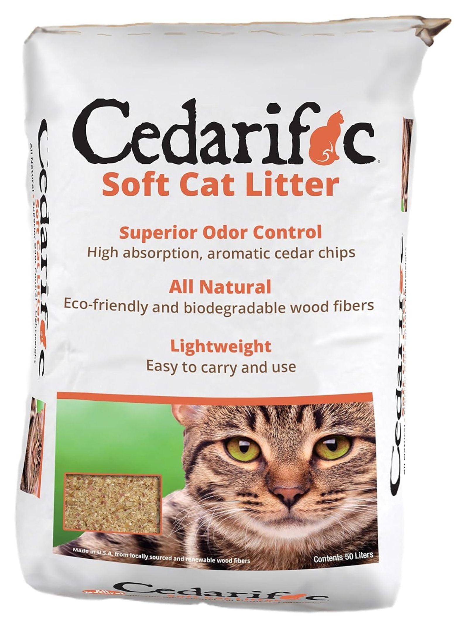 Homehours Products Cedarific Natural Cedar Chips Cat Litter, 50 Liter