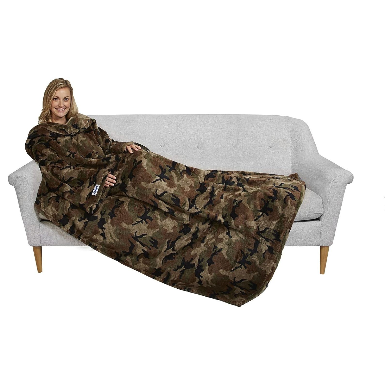 Homehours The Ultimate Fleece Blanket with Sleeves & Foot Pocket