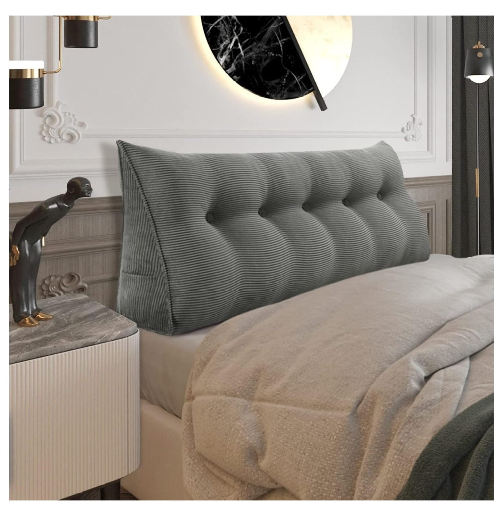 Homehours Triangle Reading Pillow XXL Wedge Headboard Extra Large Back