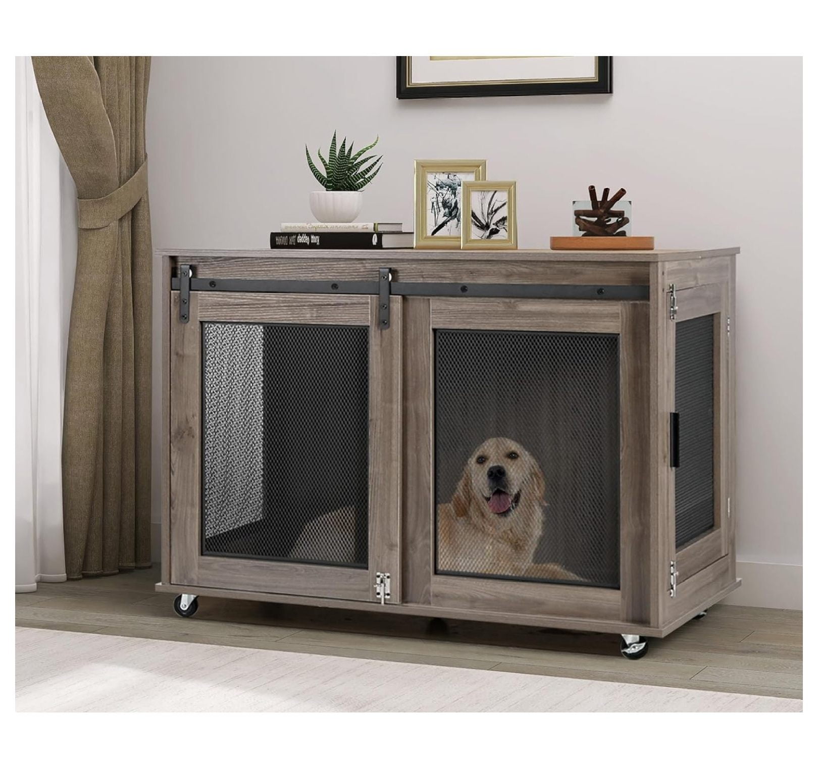 Homehours 40 Inch Dog Crate Furniture for Large Medium Dogs, Wooden