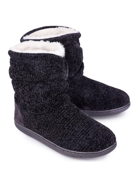 Women's Chenille Knit Boots Slippers Warm Plush Fleece Cosy Winter Booties Slipper Memory Foam House Shoes