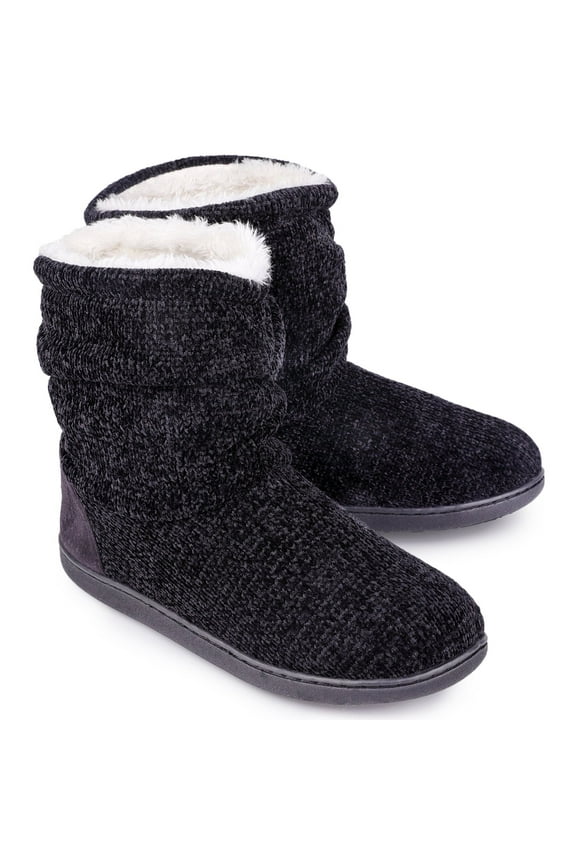 Women's Chenille Knit Boots Slippers Warm Plush Fleece Cosy Winter Booties Slipper Memory Foam House Shoes