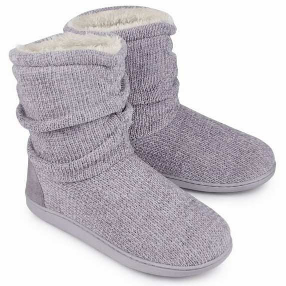 Homeier Ralph Women's Chenille Knit Boots Slippers Warm Plush Fleece Cosy Winter Booties Slipper Memory Foam House Shoes