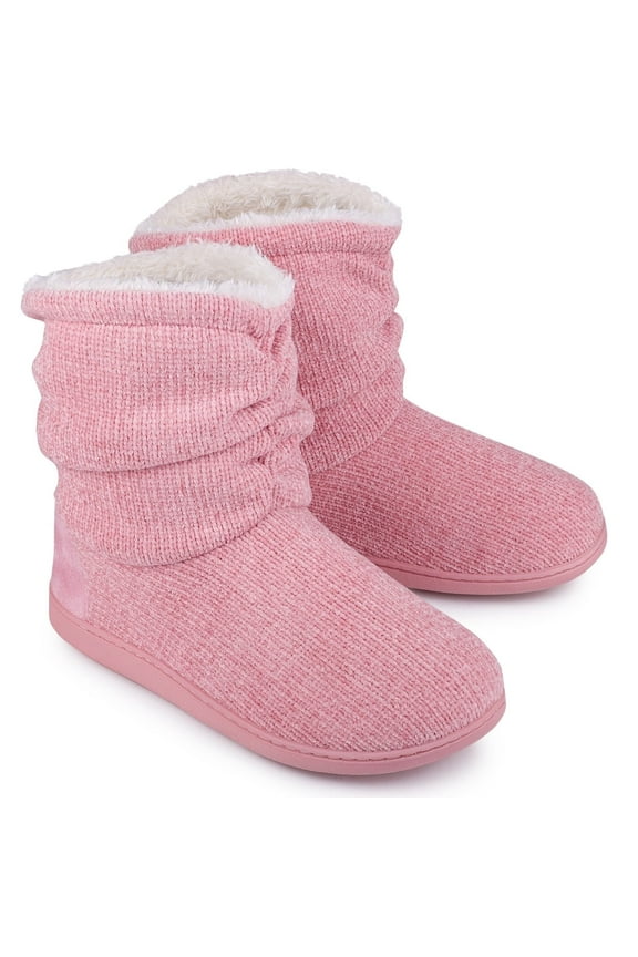 Women's Chenille Knit Boots Slippers Warm Plush Fleece Cosy Winter Booties Slipper Memory Foam House Shoes