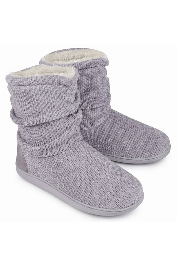Women's Chenille Knit Boots Slippers Warm Plush Fleece Cosy Winter Booties Slipper Memory Foam House Shoes