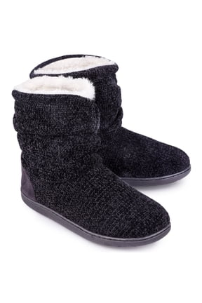 Women's Chenille Knit Boots Slippers Warm Plush Fleece Cosy Winter Booties Slipper Memory Foam House Shoes