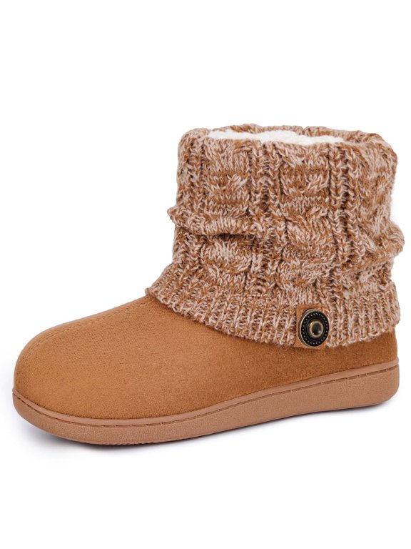 Women's Woolen Yarn Knit Bootie Slippers Memory Foam House Shoe