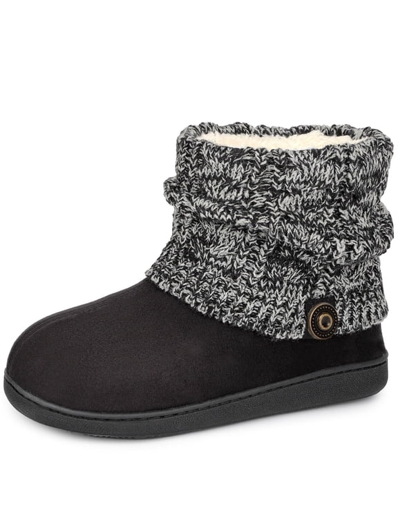 Women's Woolen Yarn Knit Bootie Slippers Memory Foam House Shoe