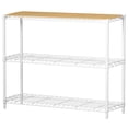 thumbnail image 1 of Homeiju 3-Tier Kitchen Storage Shelf, 41" Wide Adjustable Standing Metal Shelving Unit with Removable Wooden Boards, Heavy Duty for Pantry, Bathroom, Garage, Entryway, Plant Stand, White, 1 of 5