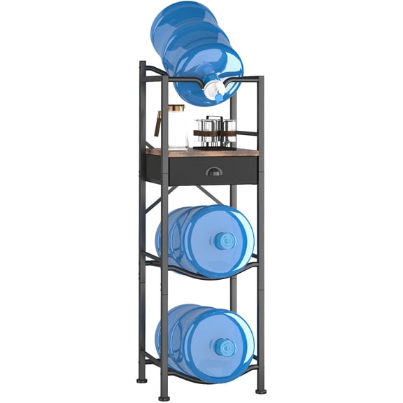 Homeiju 5 Gallon Water Jug Holder Rack with Hands-Free Dispenser Pump, 3-Tier No-Lift Water Bottle Stand Storage for Home/Office/Kitchen, Space Saving, Heavy Duty, Fits 55mm Flat & Crown Mouth Jugs