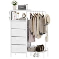 thumbnail image 1 of Homeiju Dresser with Hanging Rack, Reversible Dresser for Bedroom with 4 Drawers & Coat Rack & Side Pockets, Chest of Drawers with Clothes Rack, Kids Dressers for Bedroom, White, 1 of 9