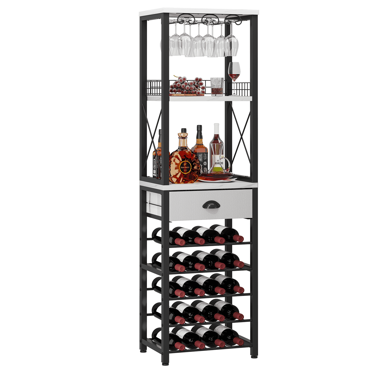 Homeiju Wine Rack Freestanding Floor, Bar Cabinet for Liquor and ...