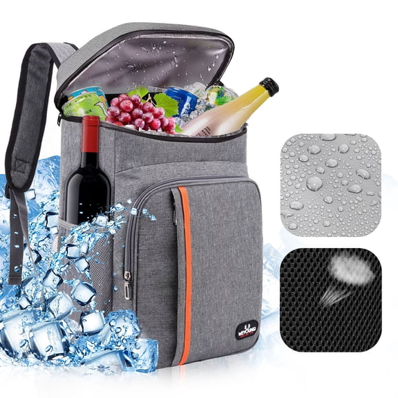 Homeika 32 Cans Cooler Backpack, 20L Camping Large Capacity Insulated Backpack Cooler Bag Lightweight Leak-Proof for Camping, Lanch, Travel, Picnics, Hiking, Gray