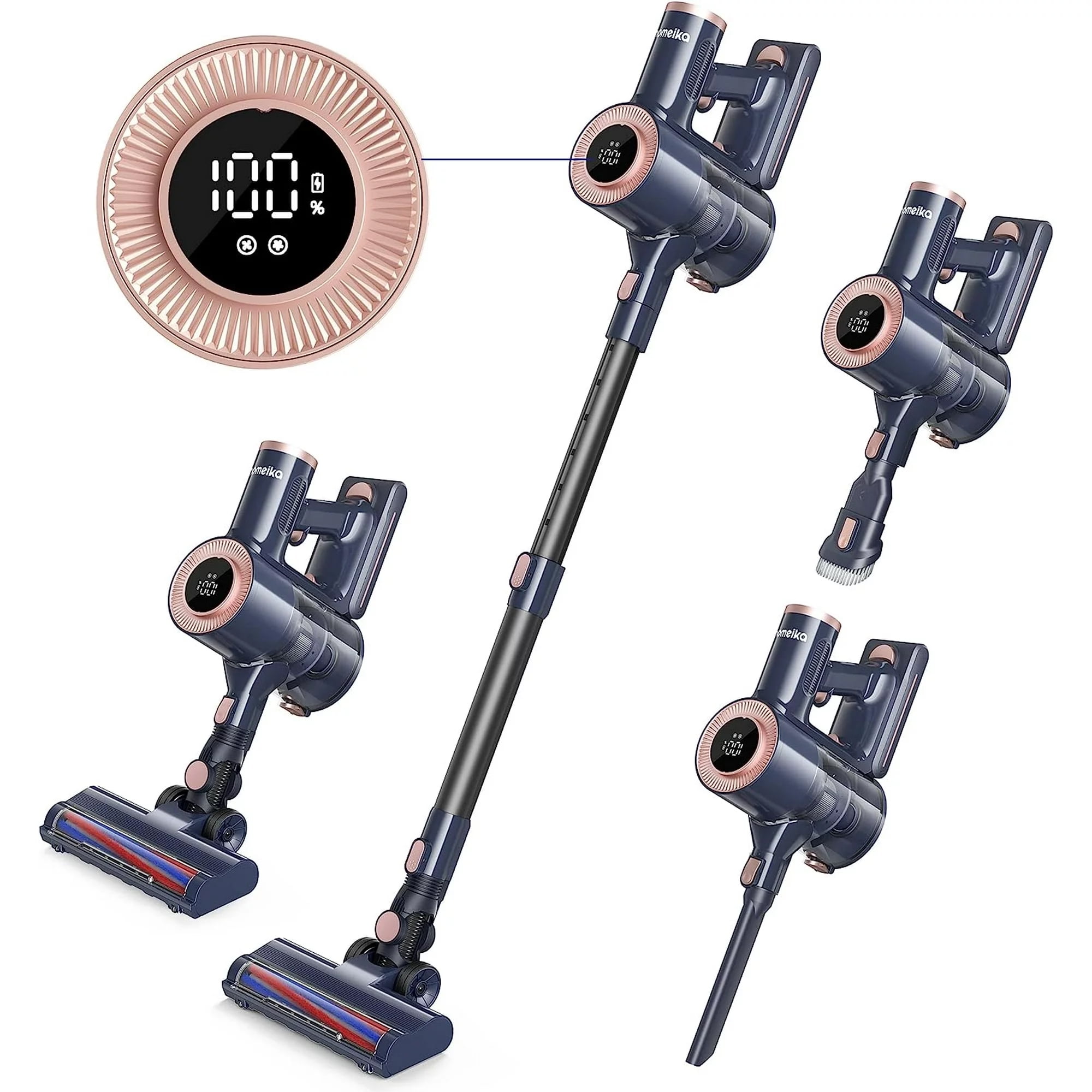 Homeika Cordless Vacuum Cleaner, 20Kpa Powerful Suction Vacuum with LED Display, 8 in 1 Lightweight Stick Vacuum with 30 Min Runtime Detachable Battery