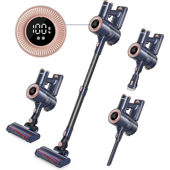 Homeika Cordless Vacuum Cleaner, 20Kpa Powerful Suction Vacuum with LED Display, 8 in 1 Lightweight Stick Vacuum with 30 Min Runtime Detachable Battery