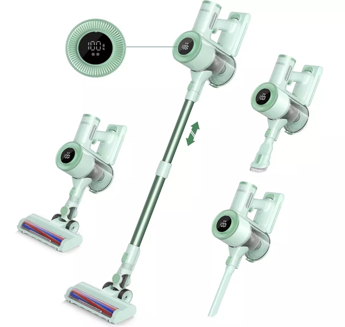 Homeika Cordless Vacuum Cleaner, 20Kpa Powerful Suction Vacuum with LED Display, 8 in 1 Lightweight Stick Vacuum with 30 Min Runtime Detachable Battery