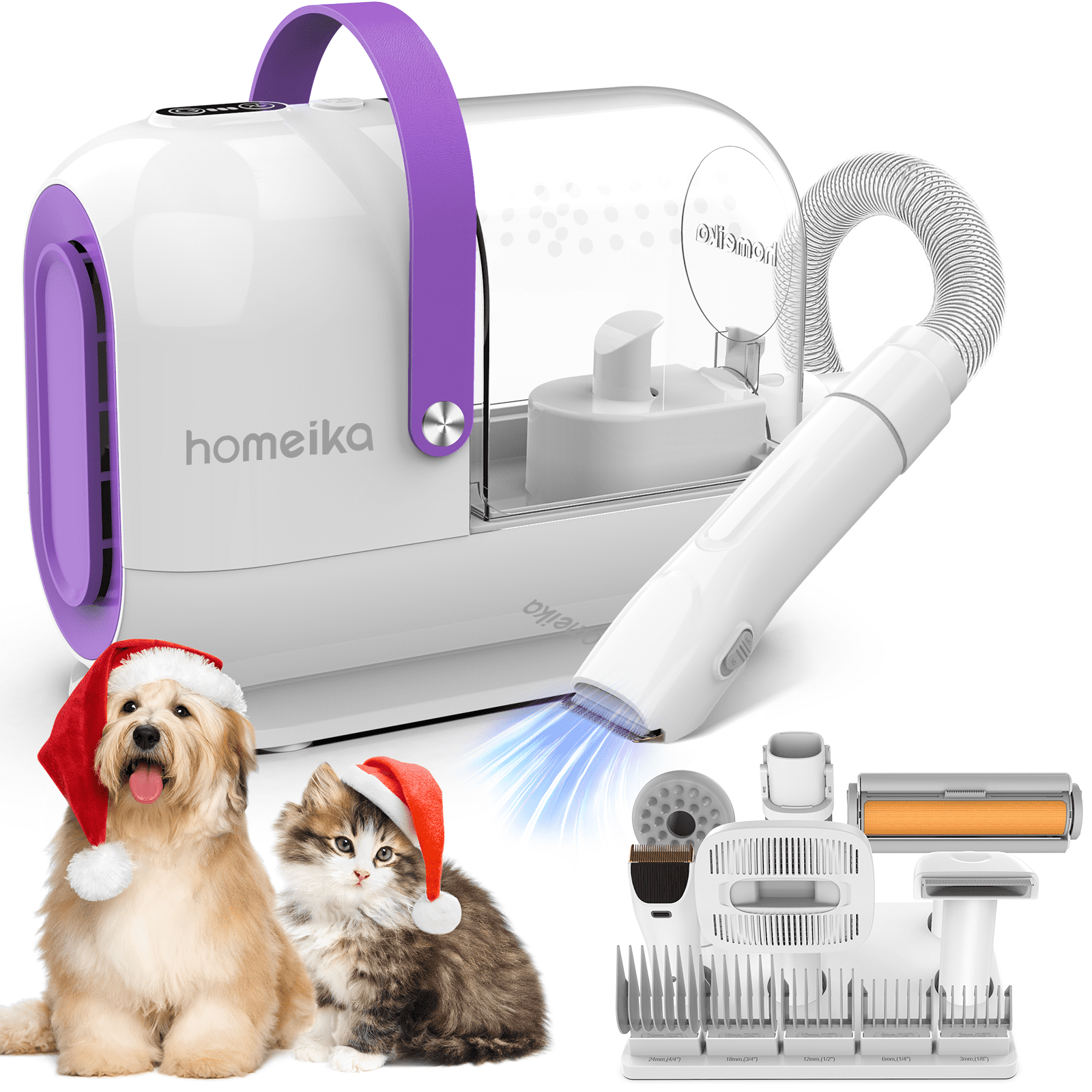 Homeika Dog Grooming Kit, 3.0L Dog Hair Vacuum Suction 99 Pet Hair, 7