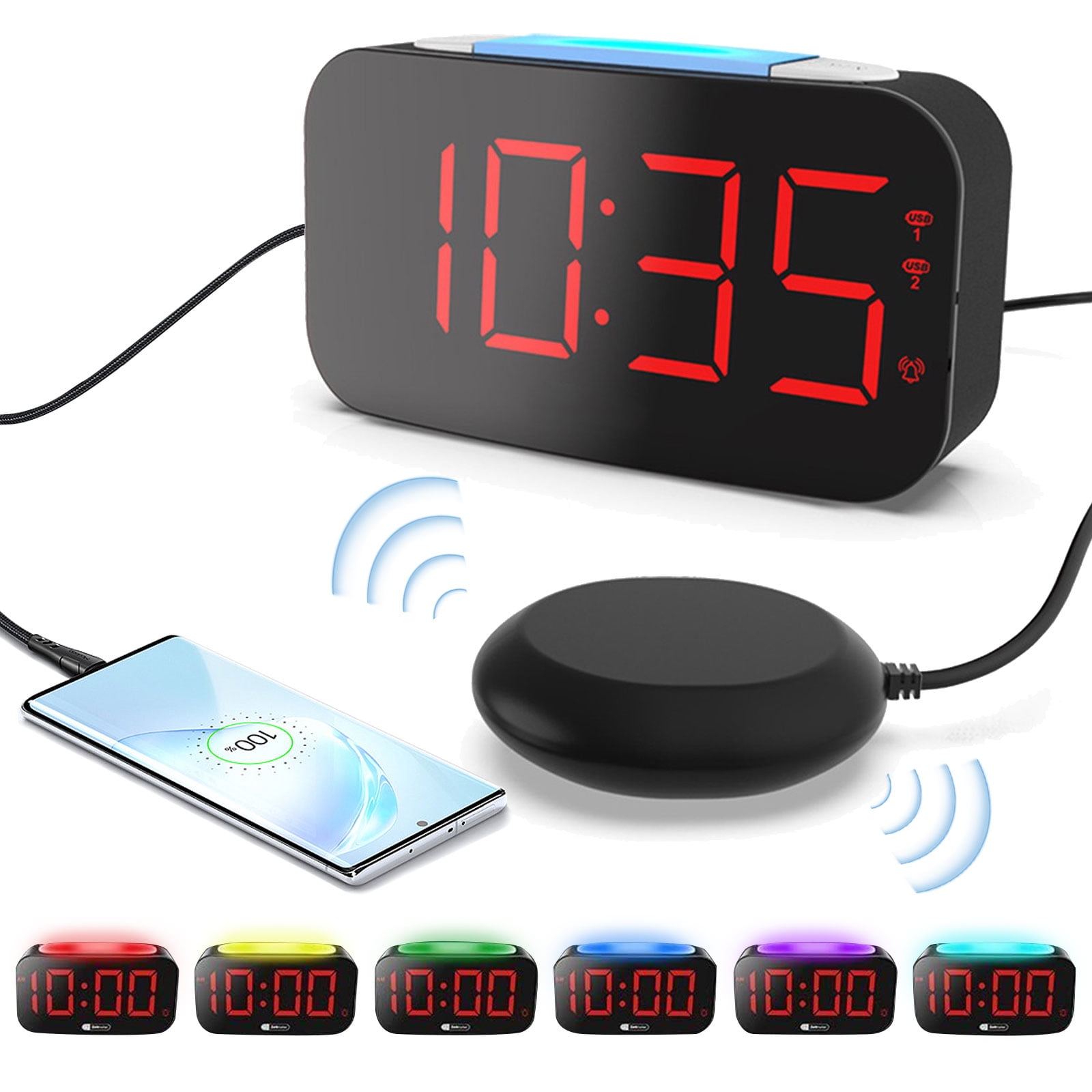 Despertador ruidoso para durmientes pesados Reloj despertador vibrador con  agitador de cama para sordos y personas con problemas de audición