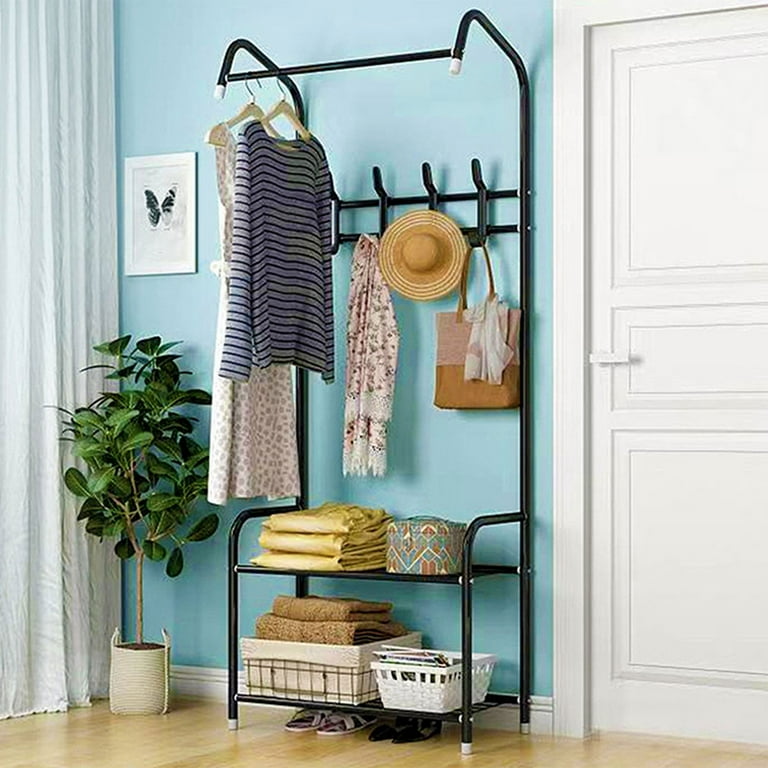 VASAGLE Industrial Coat Rack, 3-in-1 Hall Tree, Entryway Shoe Bench Accent