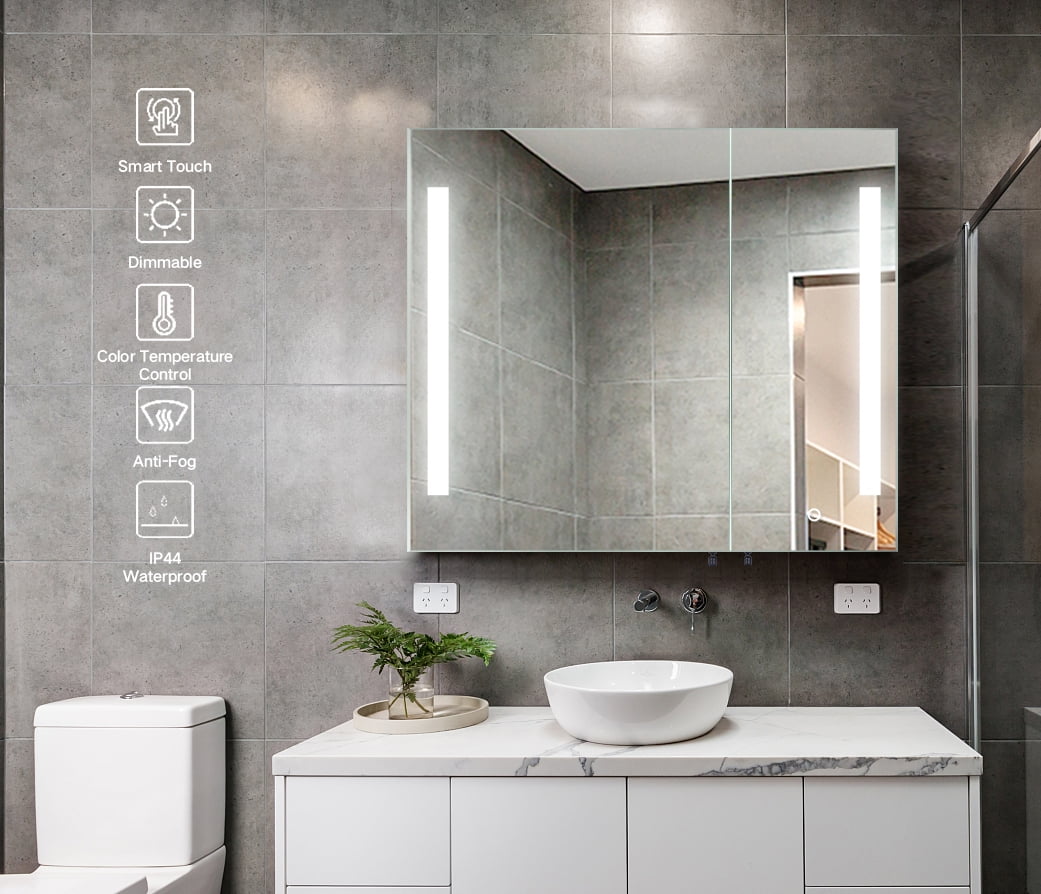 Homeika LED Mirror Medicine with Lights, WallMounted Bathroom