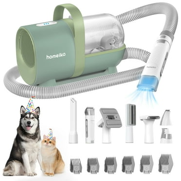 Homeika Pet Grooming Kit & Vacuum 99% Pet Hair Suction, 8 Pet Grooming Tools, 6 Nozzles, 1.5L Cup, Storage Bag, Dog Grooming Vacuum with Nail Grinder/Paw Trimmer/Shedding Brush for Dog, Cat,Green
