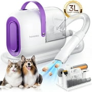 Homeika Upgraded Dog Grooming Kit, 3L Low Noise Pet Groommer Kit Vacuum Cleaner, Electric Clippers Cleaning Sets, 5 Guide Combs (3mm-24mm), Home Pet Hair Vacuum for Shedding Grooming,for Dogs Cats