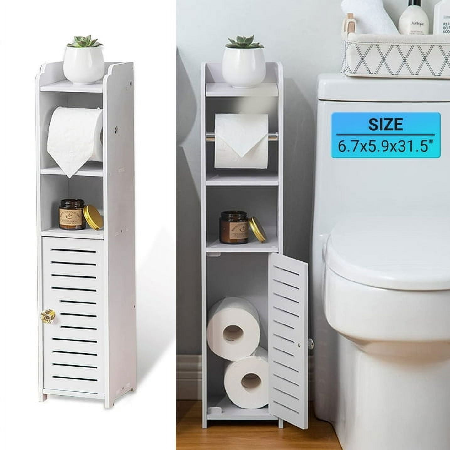 Homeika 2-Door Bathroom Cabinet, 4-Tier Design, Small Space Homeika 2-Door Bathroom Cabinet, 4-Tier Design, Small Space