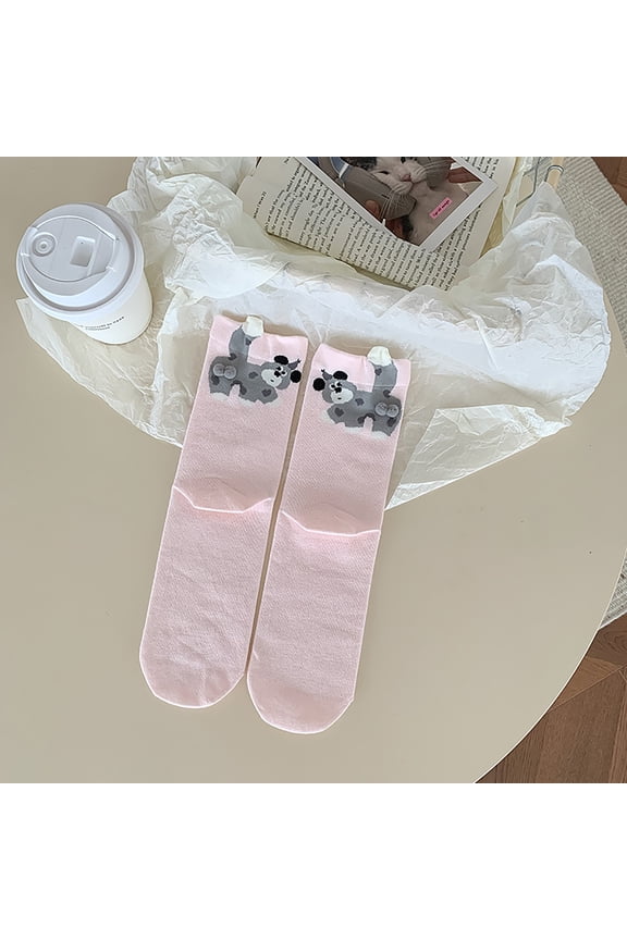 1 Pair Funny Dog Socks with Balls - Cute Animal Design Women's Ankle Socks, Made of Soft Cotton, for Fashion and Daily Wear